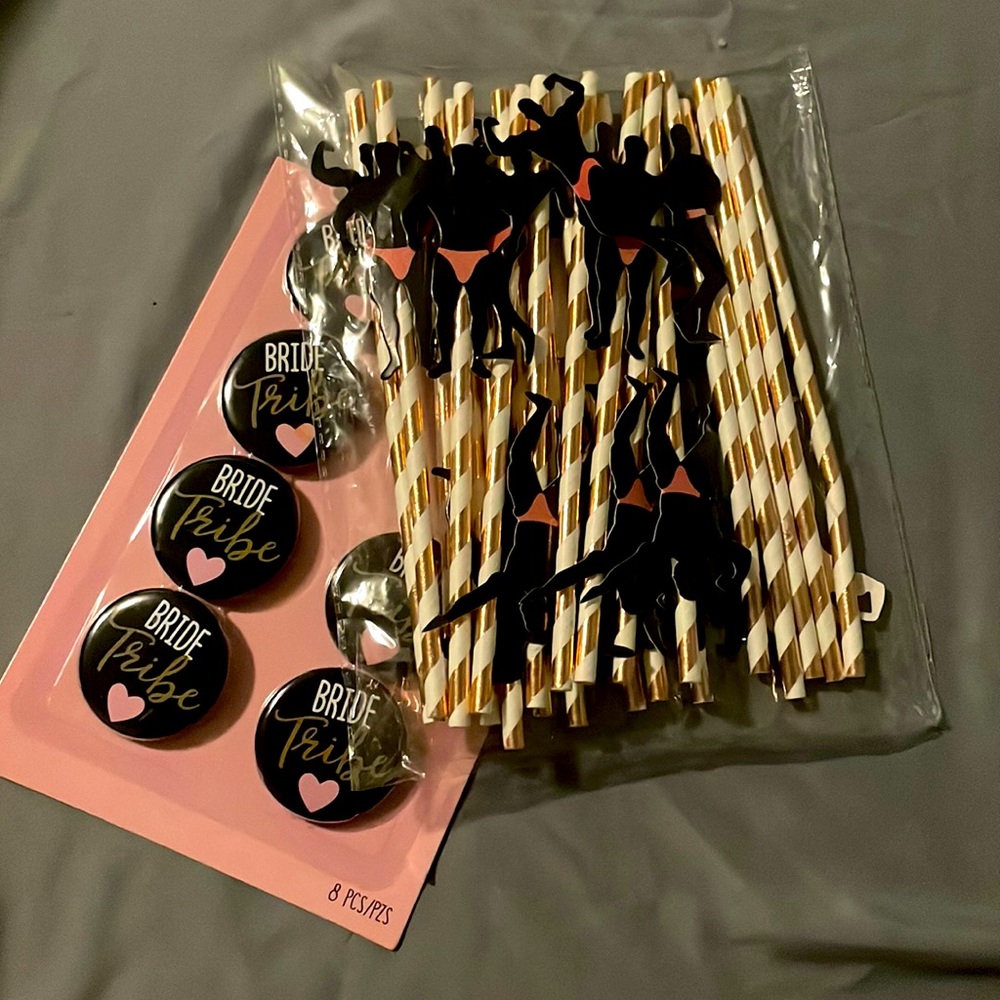 Bachelorette straws& pins